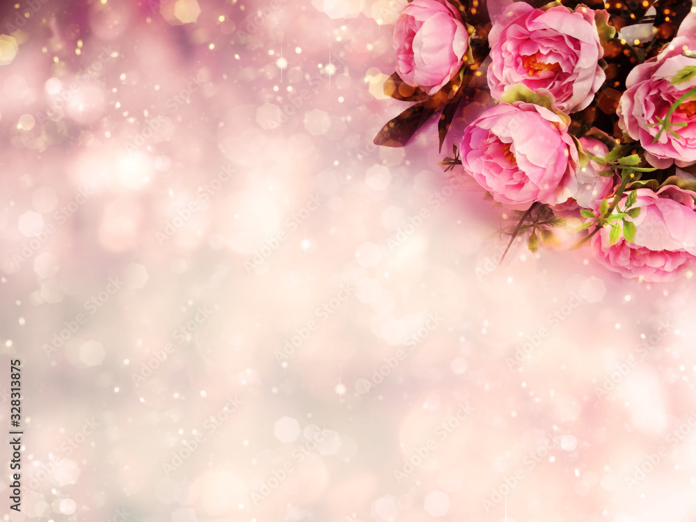spring background of flowering peonies and leaves spring background of flowering peonies and leaves