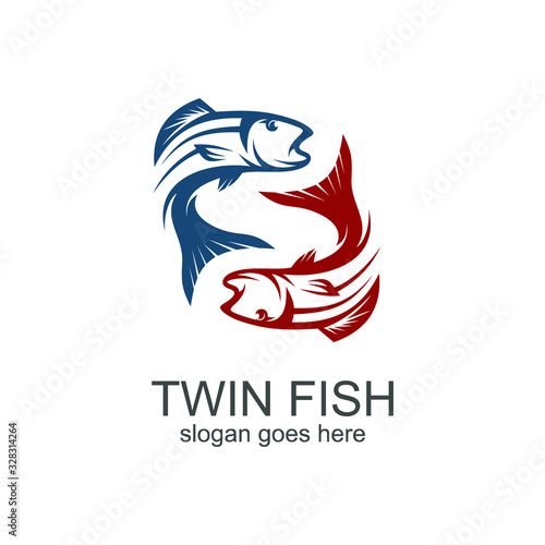 Fish silhouette logo design vector