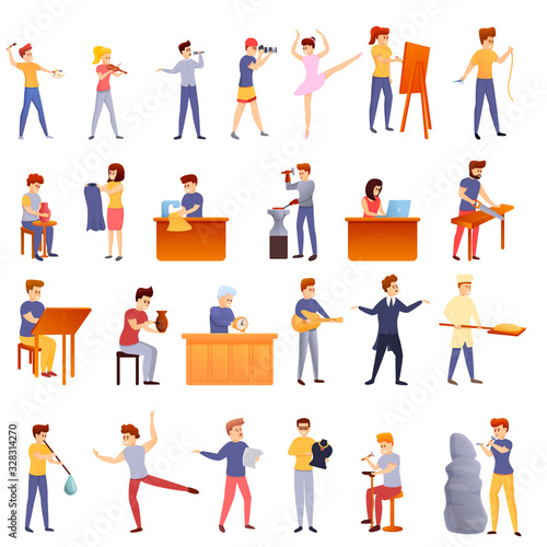 Artisan icons set. Cartoon set of artisan vector icons for web design
