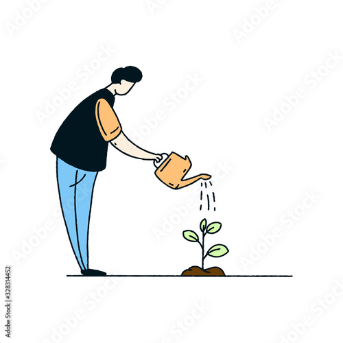 growth concept man flush plant illustration