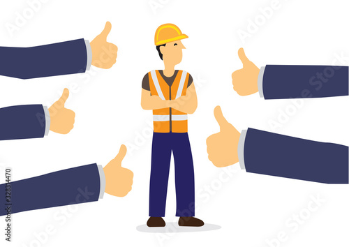 Worker getting praises for doing a good job. Concept of hardwork, recognition or appreciation.