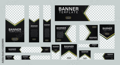 set of creative web banners of standard size with a place for photos. Business ad banner. Vertical, horizontal and square template. vector illustration EPS 10