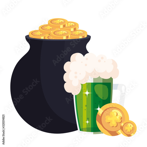 beer jar with cauldron and coins isolated icon vector illustration designicon
