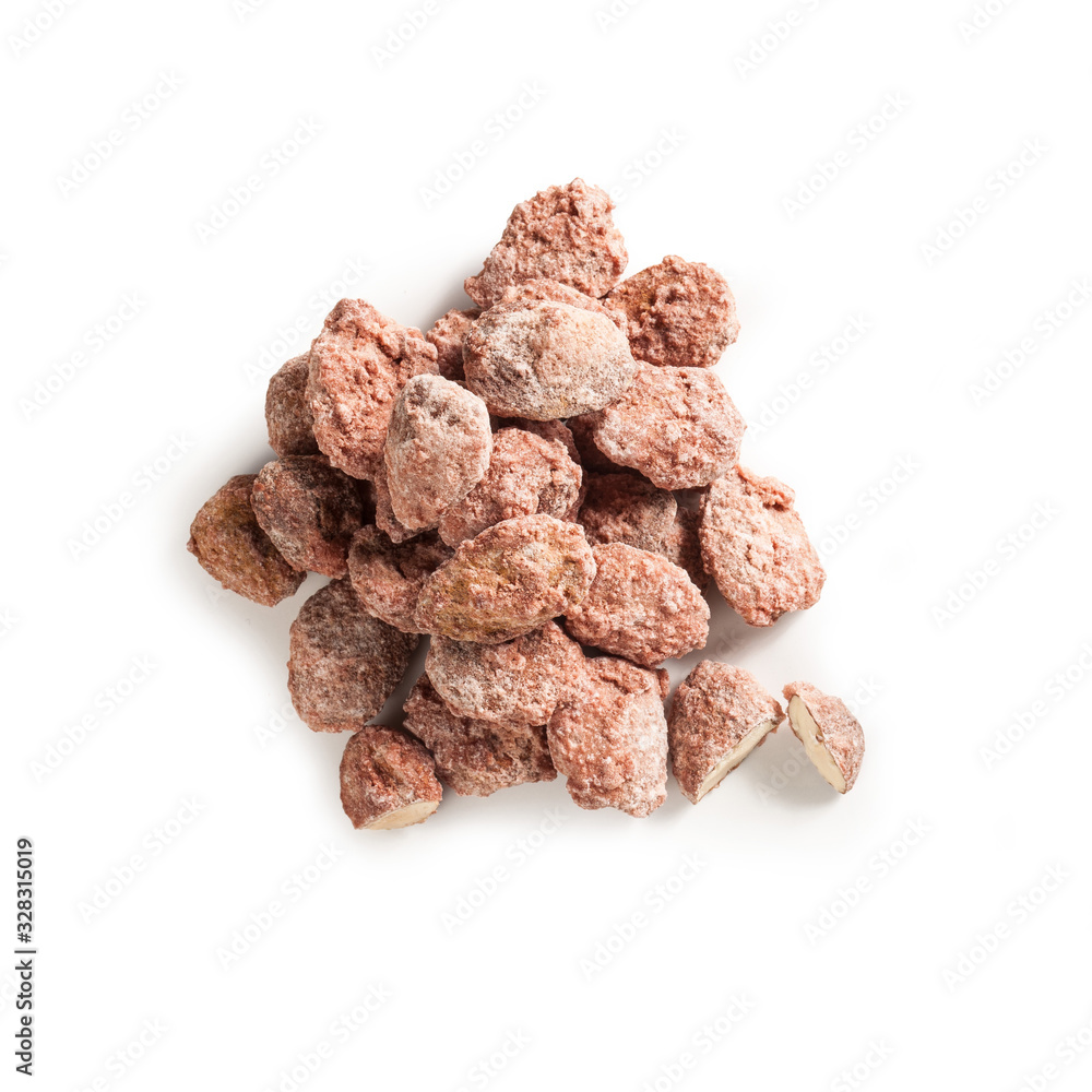 Sugared Almonds from Above - Isolated on White Background