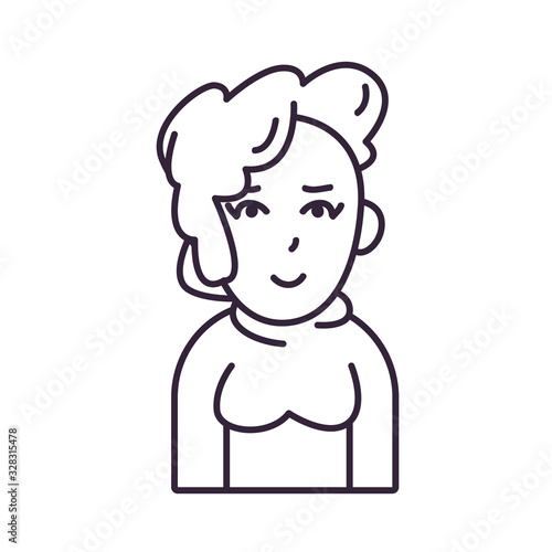 Isolated avatar woman wth sweater line style icon vector design