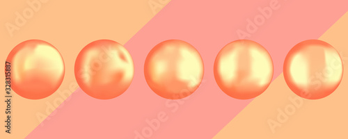 Set of different golden round pearls. Photorealistic vector design elements for any compositions