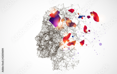 Artificial Intelligence concept.  Creative brain concept background. Vector science illustration.