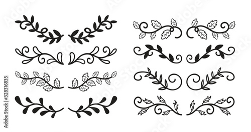 Hand Drawn Borders Elements Set Collection, floral Swirl ornament Vector