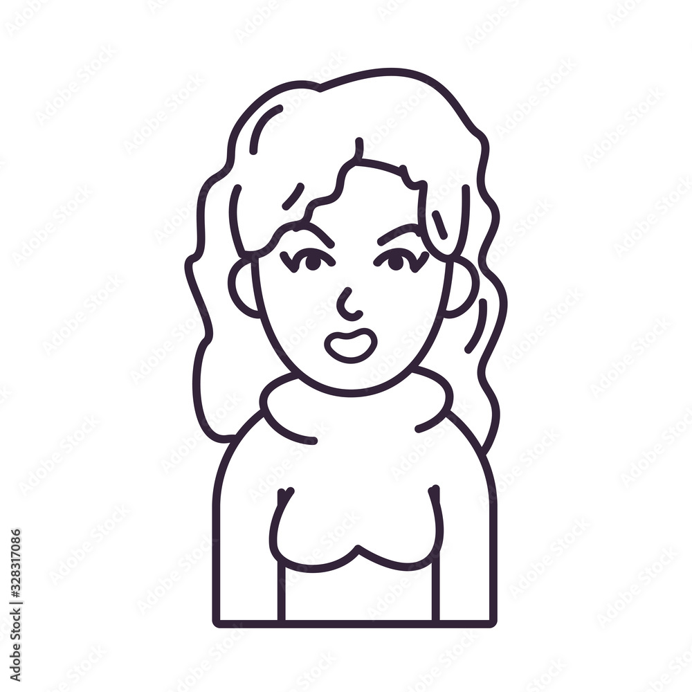 Isolated avatar woman wth sweater line style icon vector design