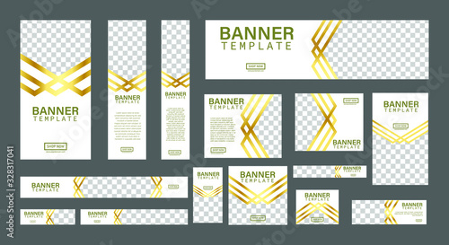 set of creative web banners of standard size with a place for photos. Business ad banner. Vertical, horizontal and square template. vector illustration EPS 10