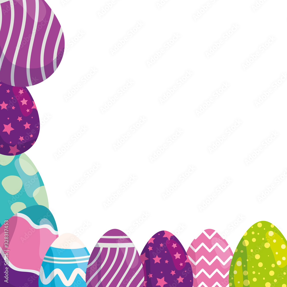 frame of cute eggs easter decorated vector illustration designicon frame of cute eggs easter decorated vector illustration designicon