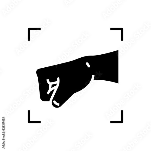 Rude power black icon, concept illustration, vector flat symbol, glyph sign.