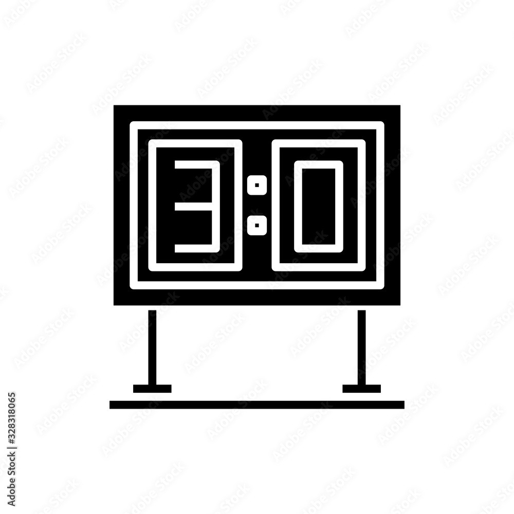 Score board black icon, concept illustration, vector flat symbol, glyph sign. Score board black icon, concept illustration, vector flat symbol, glyph sign.