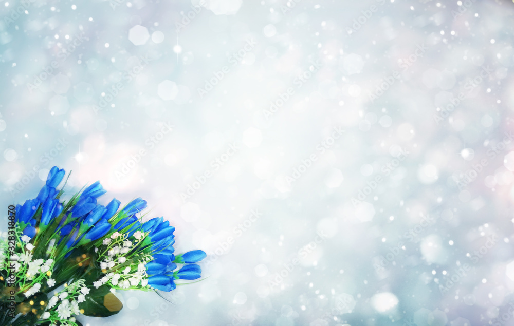 spring background of flowering lily of the valley and snowdrops spring background of flowering lily of the valley and snowdrops