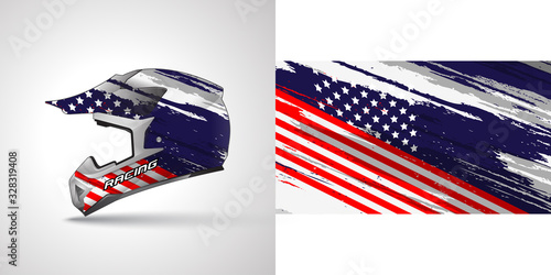 Racing helmet wrap decal and vinyl sticker design illustration.