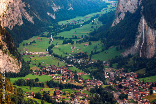 Lauterbrunnen valley in the Swiss Alps with an iconic waterfall © Nick Fox