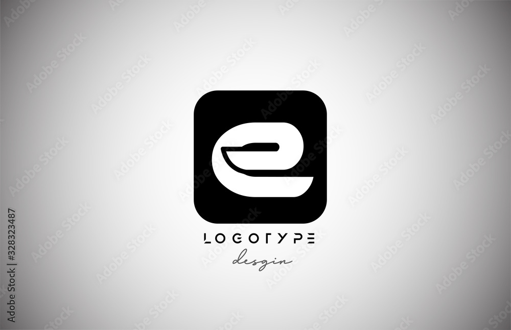 black white E square letter logo alphabet icon for business and company design black white E square letter logo alphabet icon for business and company design