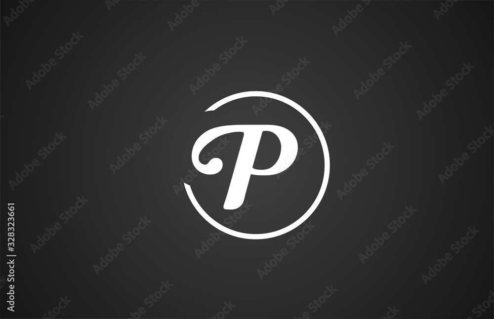 simple black white P letter logo icon alphabet with circle design for company business simple black white P letter logo icon alphabet with circle design for company business
