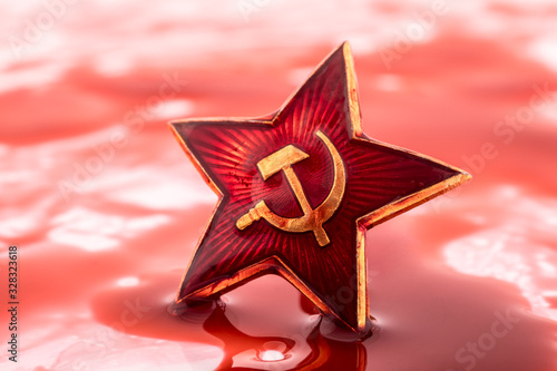 Soviet red star badge in blood photo