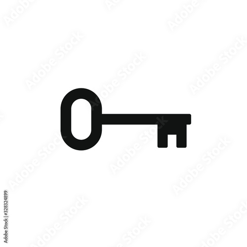 Key icon symbol. Security access logo. Simple shape safety sign. Black silhouette isolated on white background. Vector illustration image. © Antti