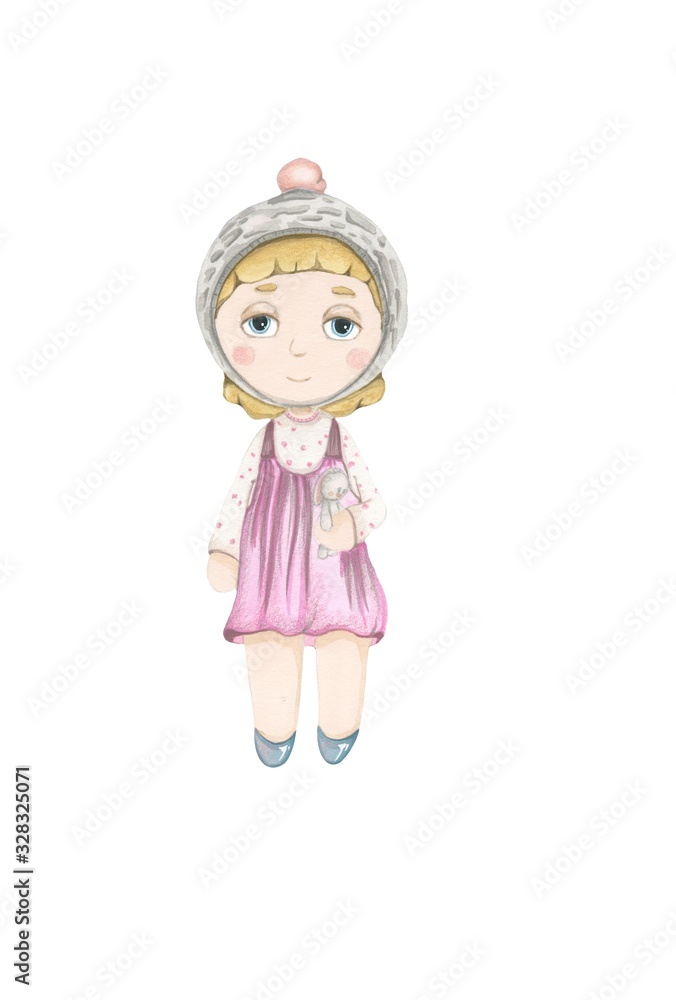 cute baby girl doll wearing beautiful cloth. Cute newborn watercolor baby. New born child illustration girl, boy painting. Baby shower isolated birthday painting card. Handmade painting. cute baby girl doll wearing beautiful cloth. Cute newborn watercolor baby. New born child illustration girl, boy painting. Baby shower isolated birthday painting card. Handmade painting.