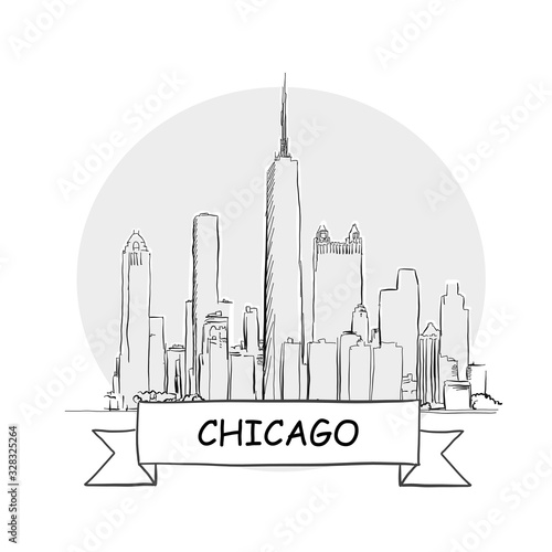 Chicago hand-drawn urban vector sign