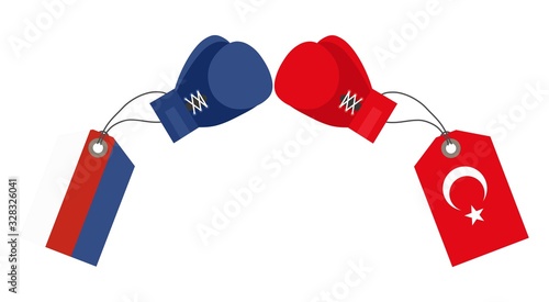 Turkey - Russia conflict. Vector image isolated on a white background.
