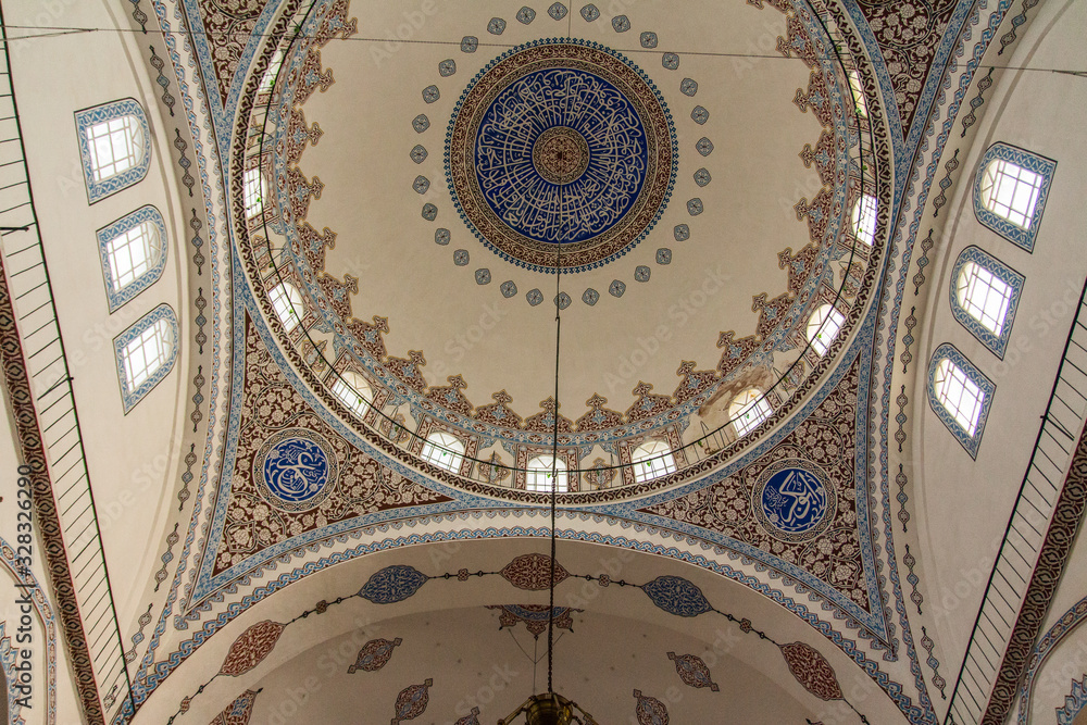 The interior of the historic Atik Ali Pasha Mosque in Istanbul. Turkey