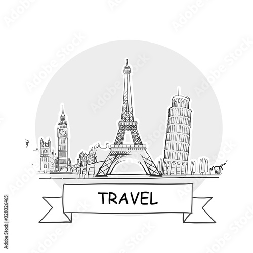 Travel hand-drawn urban vector sign