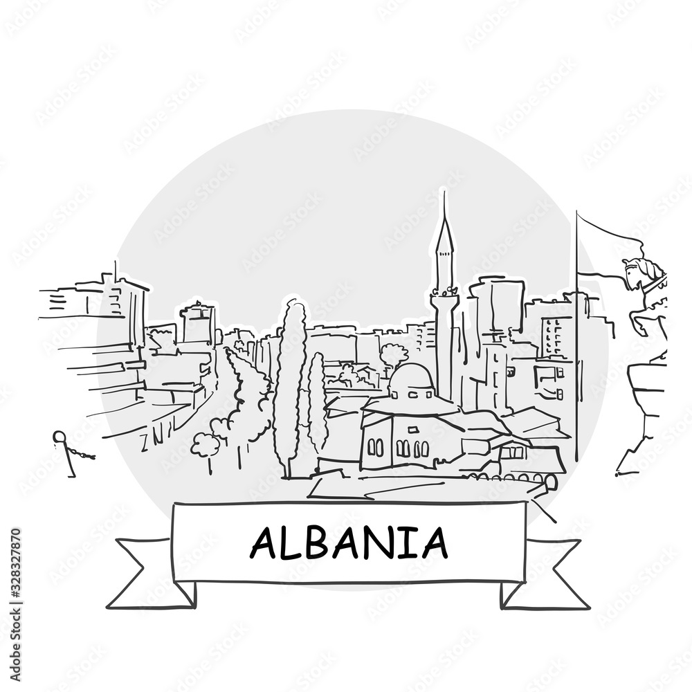 Albania hand-drawn urban vector sign