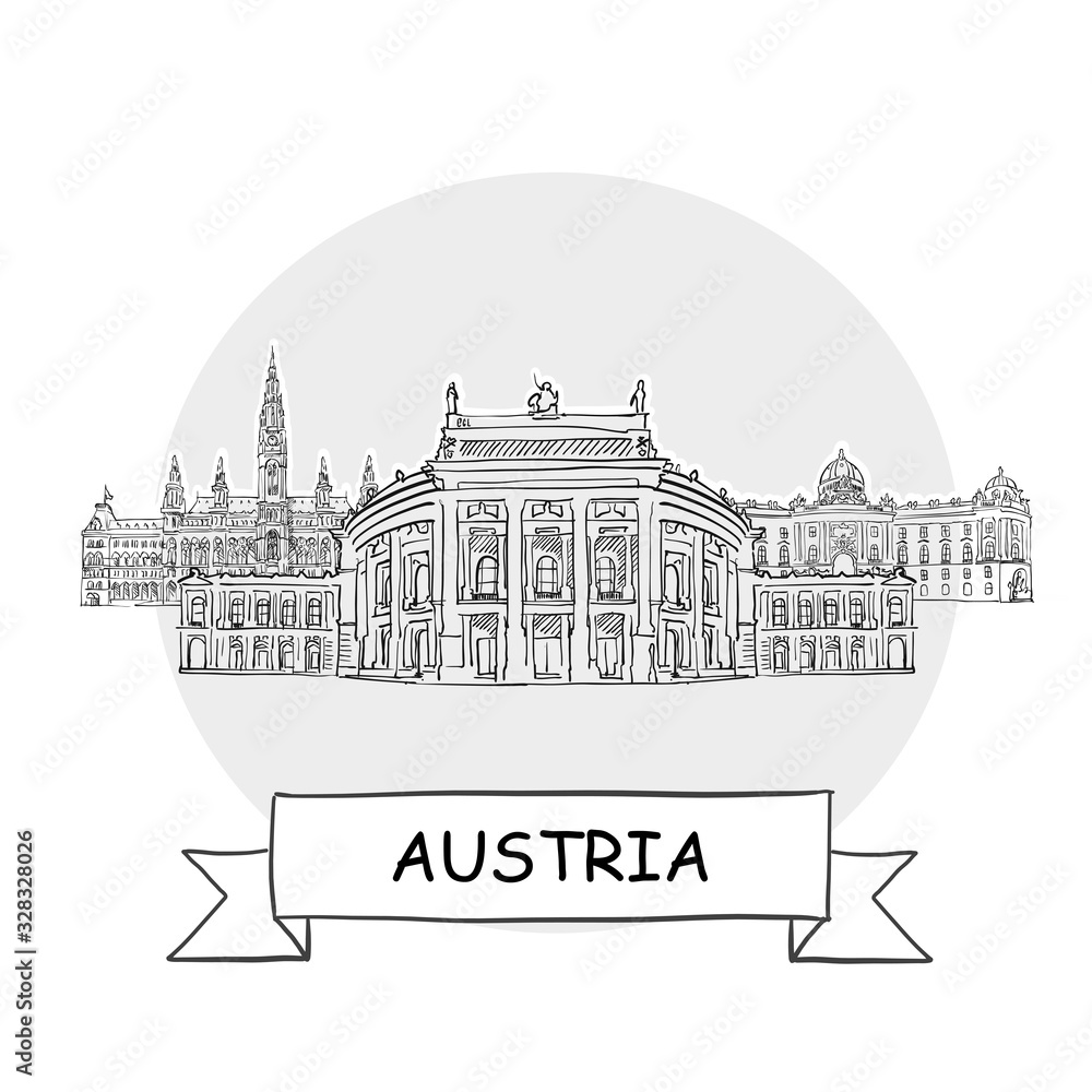 Austria hand-drawn urban vector sign