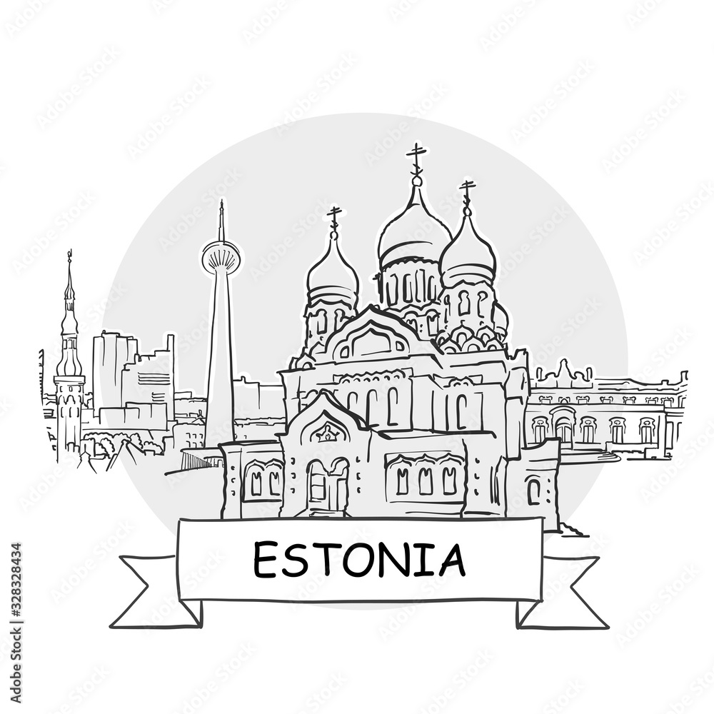 Estonia hand-drawn urban vector sign