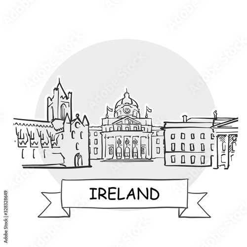 Photography Ireland hand-drawn urban vector sign