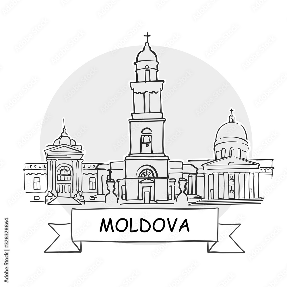 Moldova hand-drawn urban vector sign