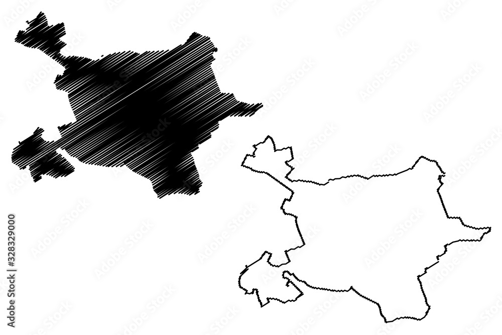 Tirana City (Republic of Albania) map vector illustration, scribble sketch City of Tirana map