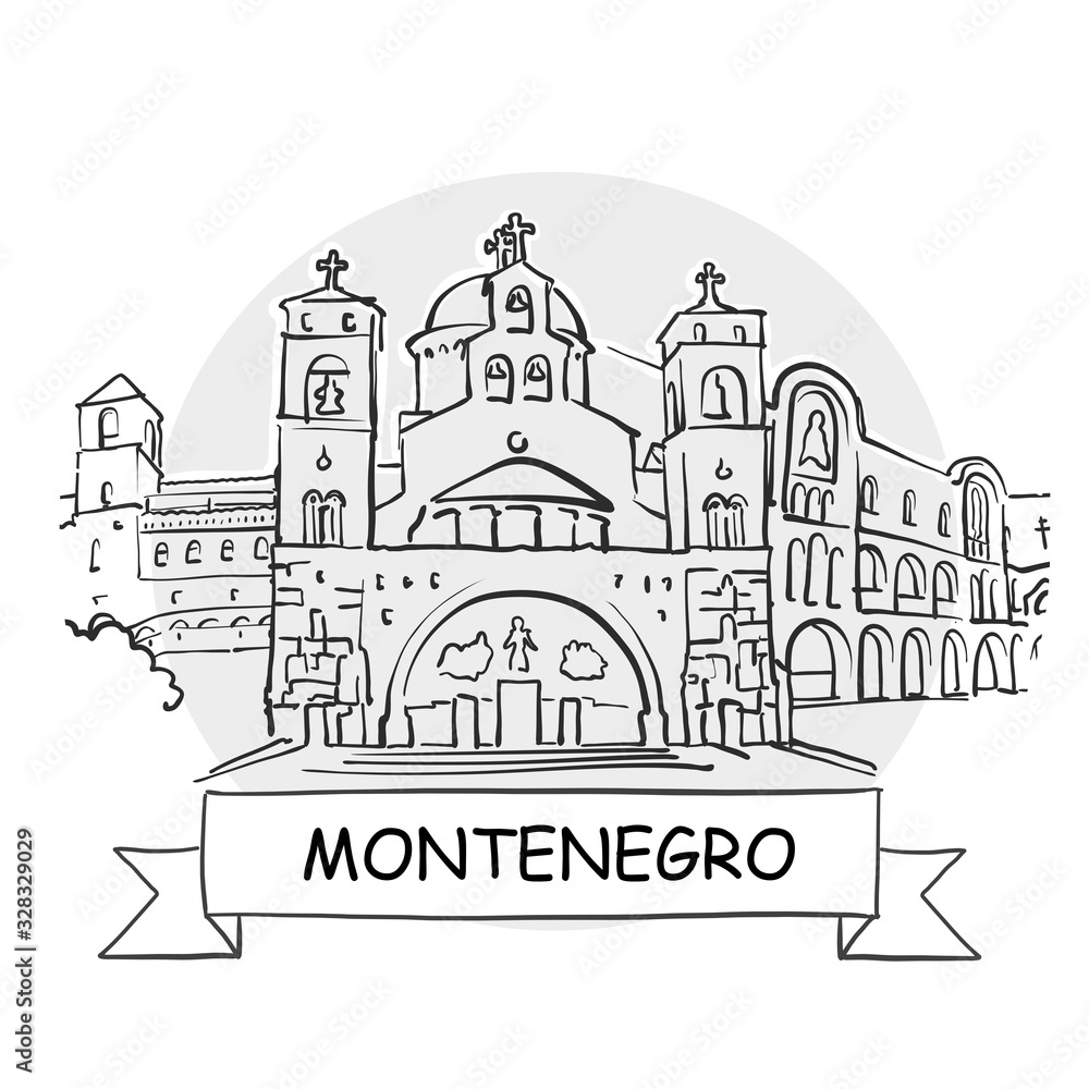 Montenegro hand-drawn urban vector sign