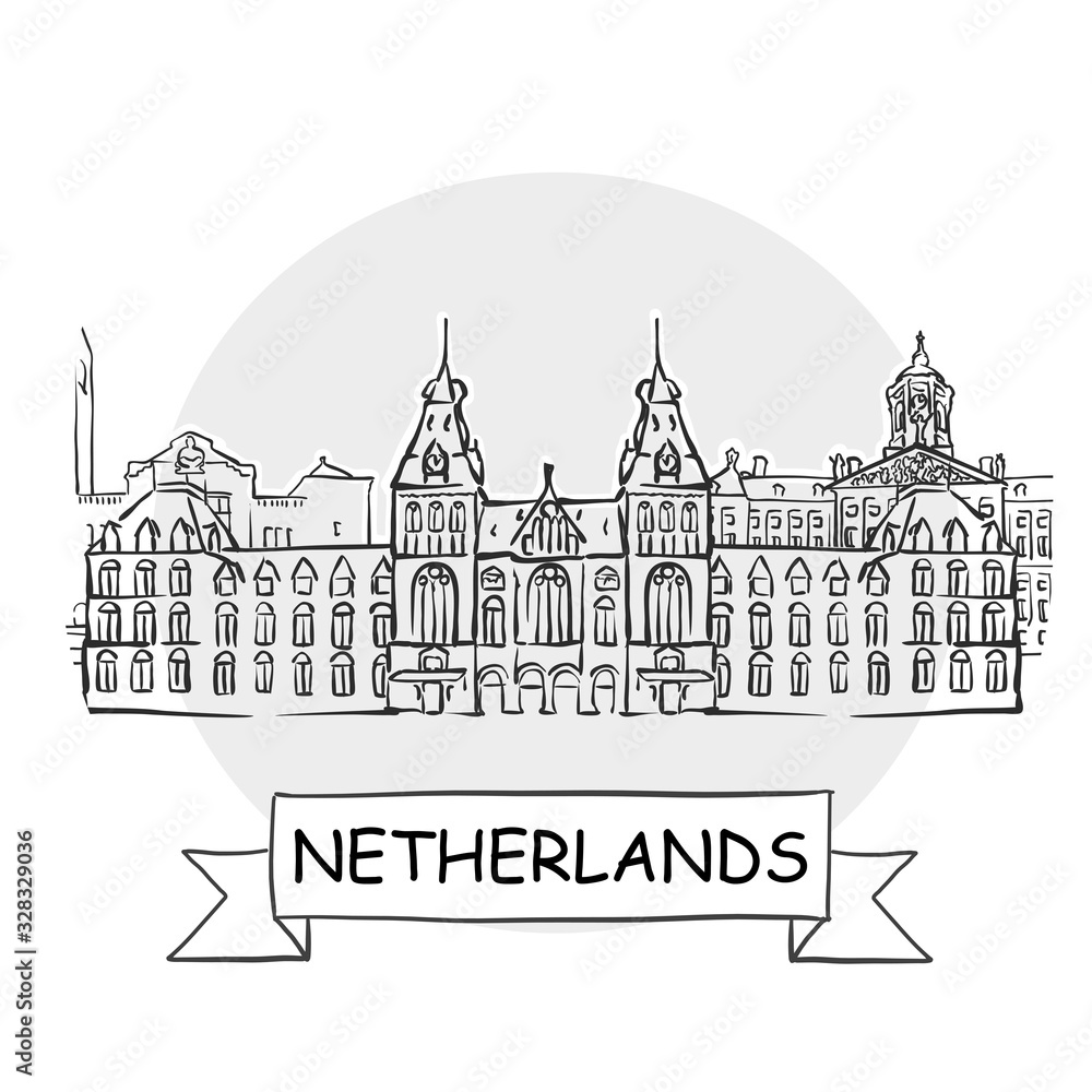 Netherlands hand-drawn urban vector sign