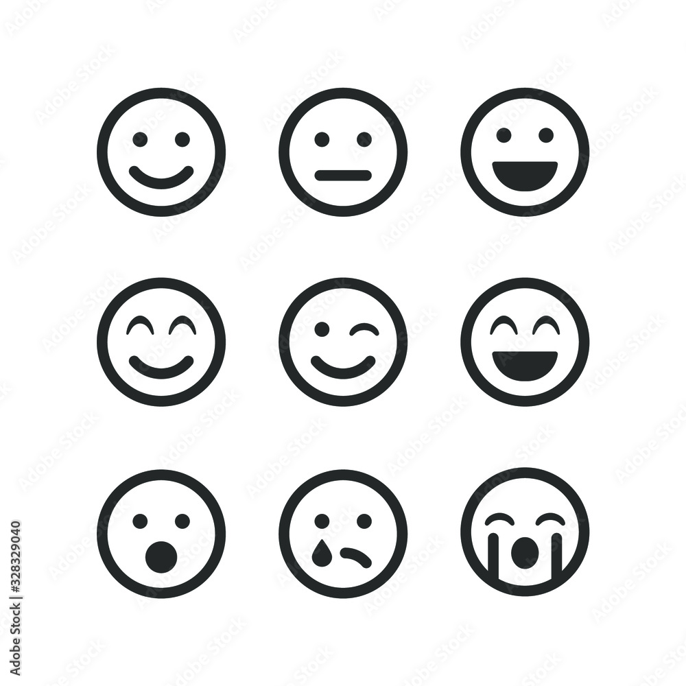 set of smiles outline vector for website and applications set of smiles outline vector for website and applications