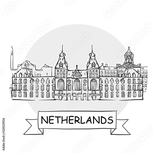 Netherlands hand-drawn urban vector sign