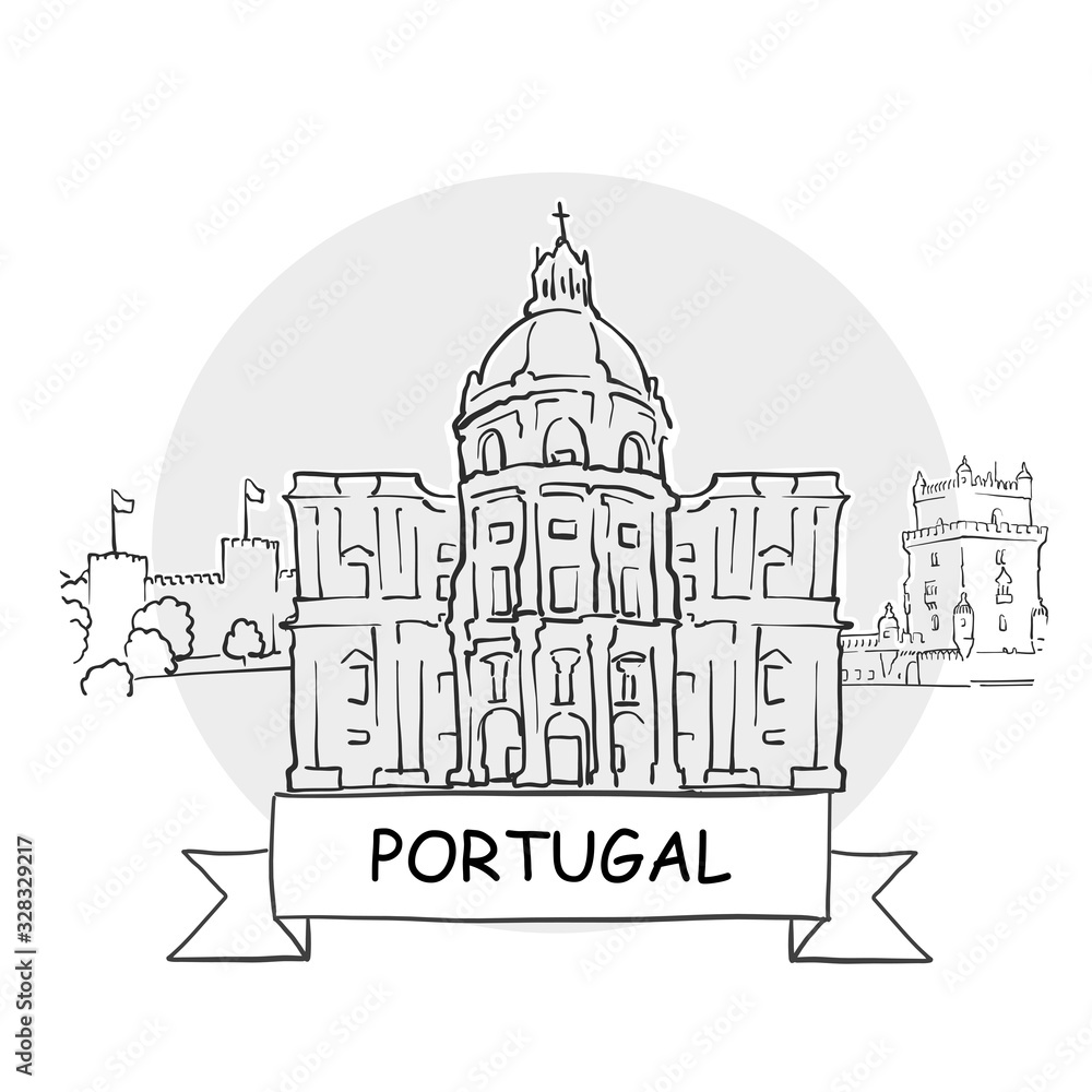Portugal hand-drawn urban vector sign