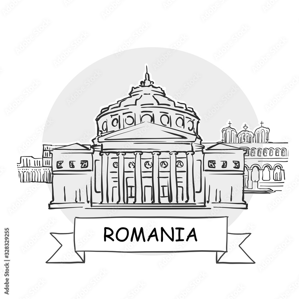 Romania hand-drawn urban vector sign