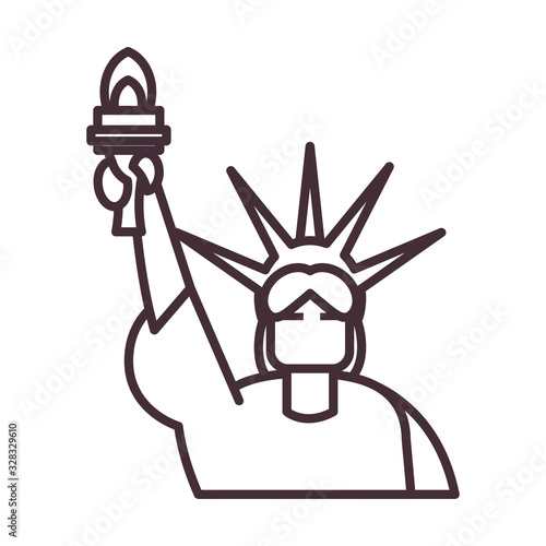 usa liberty statue line style icon vector design
