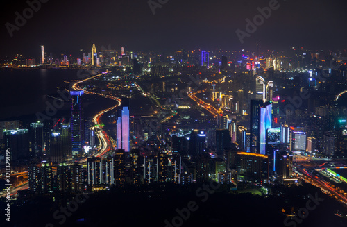 Shenzhen buildings with flashing advertisement © Yan