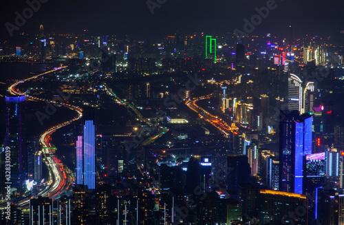 Shenzhen cityscape with coloured buildings