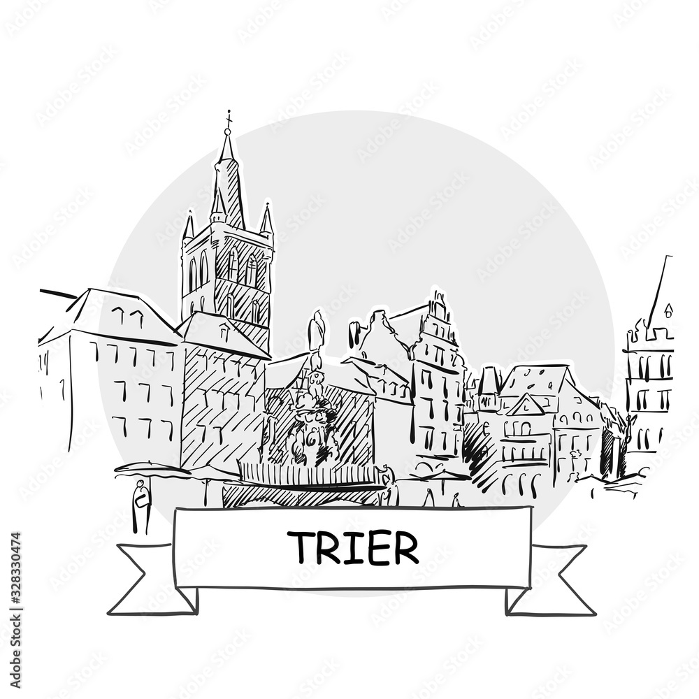 Trier hand-drawn urban vector sign