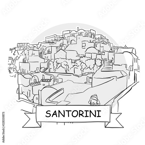 Santorini hand-drawn urban vector sign