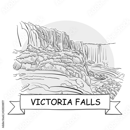 Victoria Falls hand-drawn urban vector sign