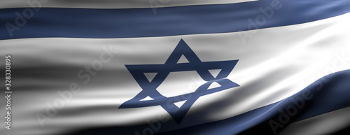 Israel national flag waving texture background. 3d illustration
