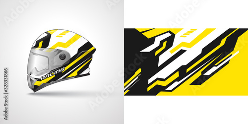 Racing helmet wrap decal and vinyl sticker design illustration.