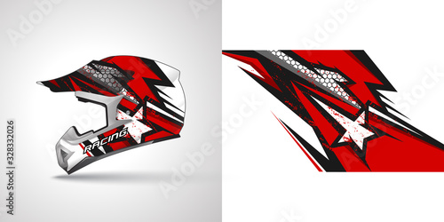 Racing helmet wrap decal and vinyl sticker design illustration.